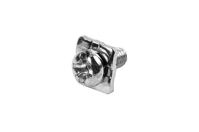 [E] น็อตยึดสายไฟ สแตนเลสชุบนิกเกิ้ล M3x6 mm พร้อมแหวนทรงสี่เหลี่ยม ขนาด 7x7 mm